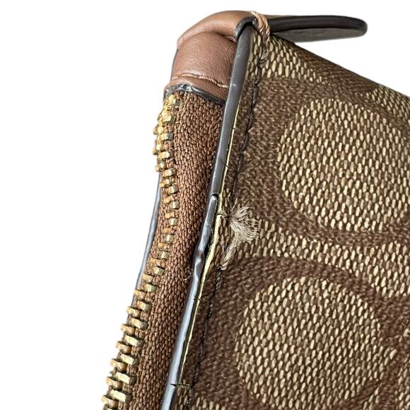 COACH Gallery Tote In Signature Canvas Top Zip Khaki Saddle - Picture 8 of 12